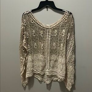 Elegant Cream Crochet Women's Top